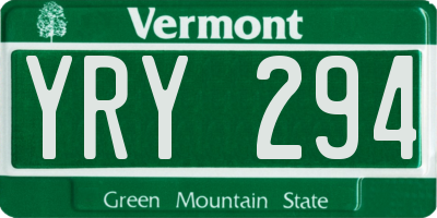 VT license plate YRY294