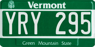 VT license plate YRY295