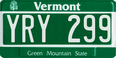 VT license plate YRY299