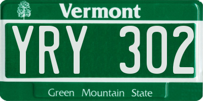 VT license plate YRY302