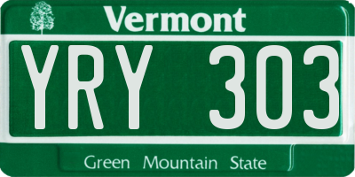 VT license plate YRY303