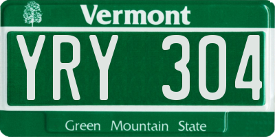 VT license plate YRY304