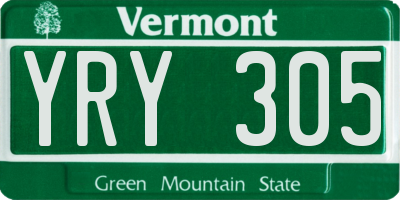 VT license plate YRY305
