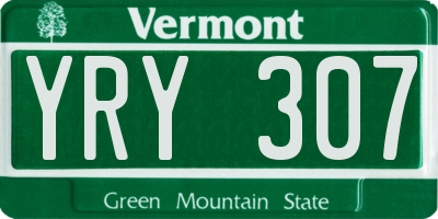 VT license plate YRY307