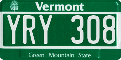 VT license plate YRY308