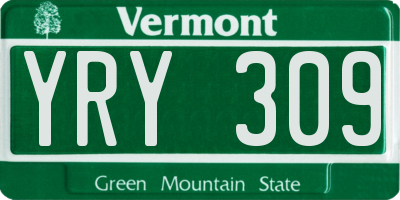 VT license plate YRY309