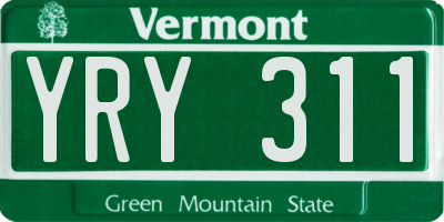 VT license plate YRY311