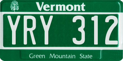 VT license plate YRY312