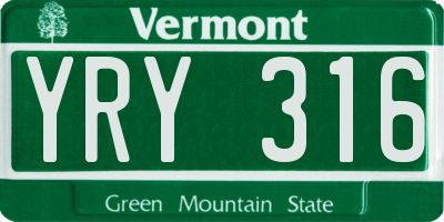 VT license plate YRY316