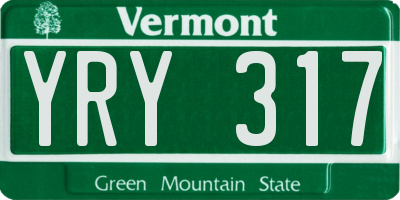 VT license plate YRY317