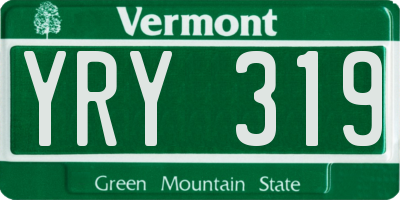 VT license plate YRY319