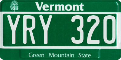 VT license plate YRY320