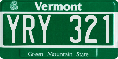 VT license plate YRY321