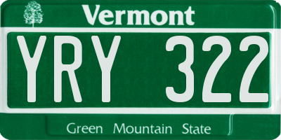 VT license plate YRY322