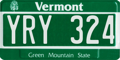 VT license plate YRY324