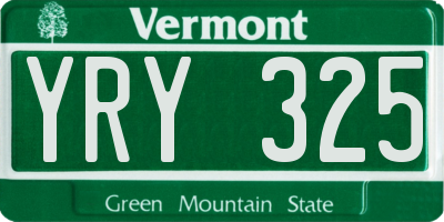 VT license plate YRY325
