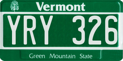 VT license plate YRY326