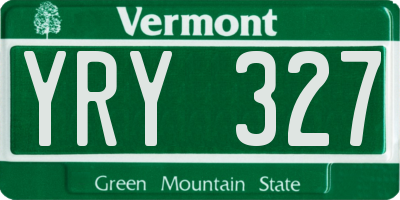 VT license plate YRY327