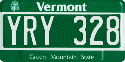 VT license plate YRY328