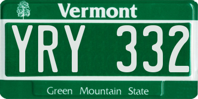 VT license plate YRY332