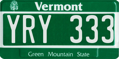 VT license plate YRY333