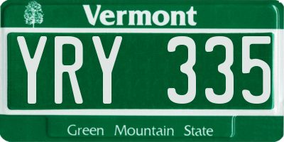 VT license plate YRY335