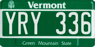 VT license plate YRY336