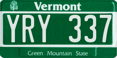 VT license plate YRY337