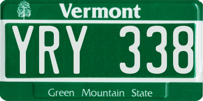 VT license plate YRY338
