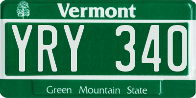 VT license plate YRY340