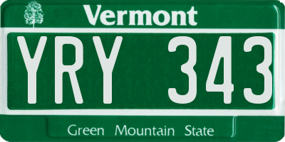 VT license plate YRY343