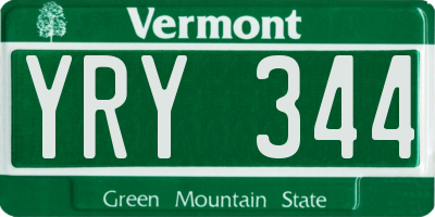 VT license plate YRY344