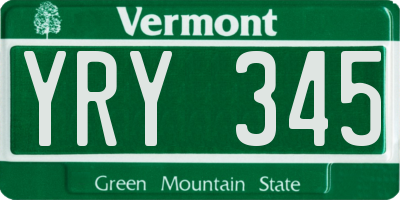 VT license plate YRY345