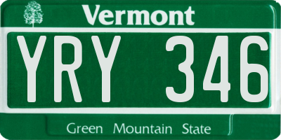 VT license plate YRY346