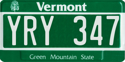 VT license plate YRY347