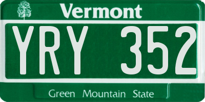 VT license plate YRY352
