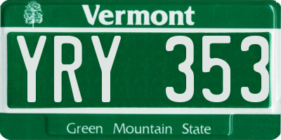 VT license plate YRY353