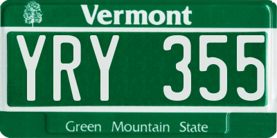 VT license plate YRY355