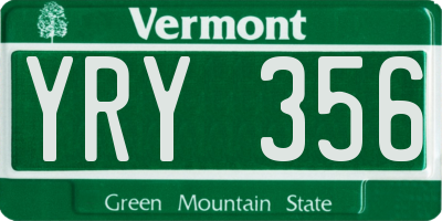 VT license plate YRY356