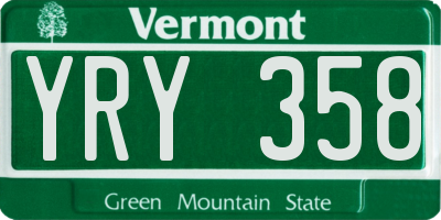 VT license plate YRY358