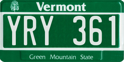 VT license plate YRY361