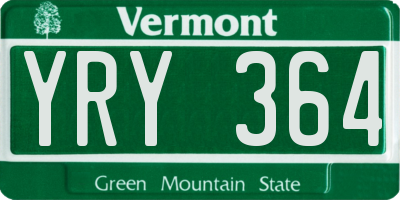 VT license plate YRY364