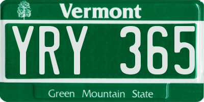 VT license plate YRY365
