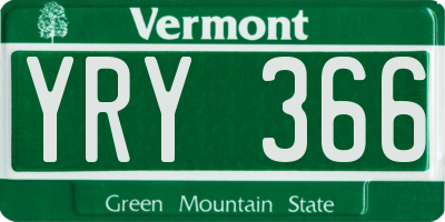 VT license plate YRY366
