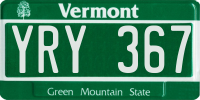 VT license plate YRY367