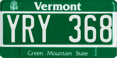 VT license plate YRY368