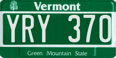 VT license plate YRY370