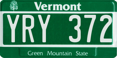 VT license plate YRY372