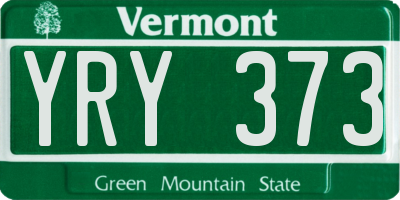 VT license plate YRY373