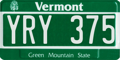 VT license plate YRY375